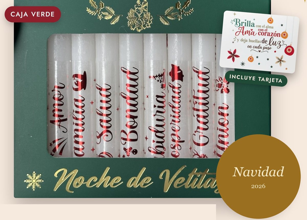 Noche de Velitas · Letras rojas · Caja verde