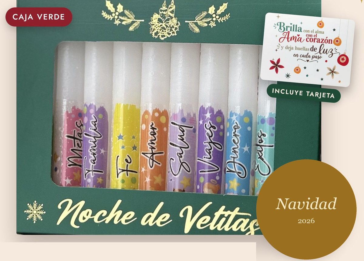 Noche de Velitas · Confeti · Caja verde
